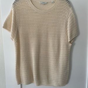 Vince Crochet Short Sleeve Cotton Sweater